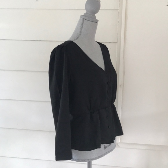 JCrew Petite Black Long Sleeve Peplum Top - Picture 3 of 5